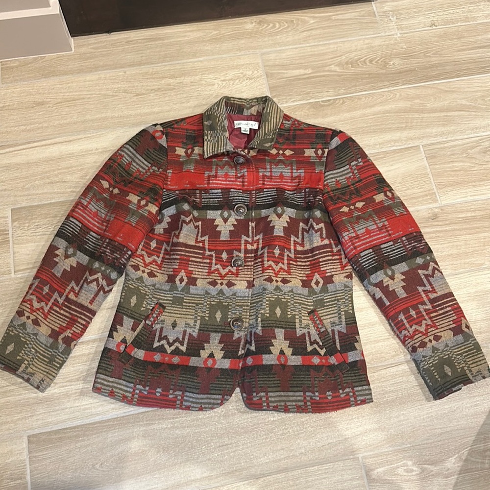 Coldwater Creek blazer jacket size 12, Aztec Tribal print, size M coat